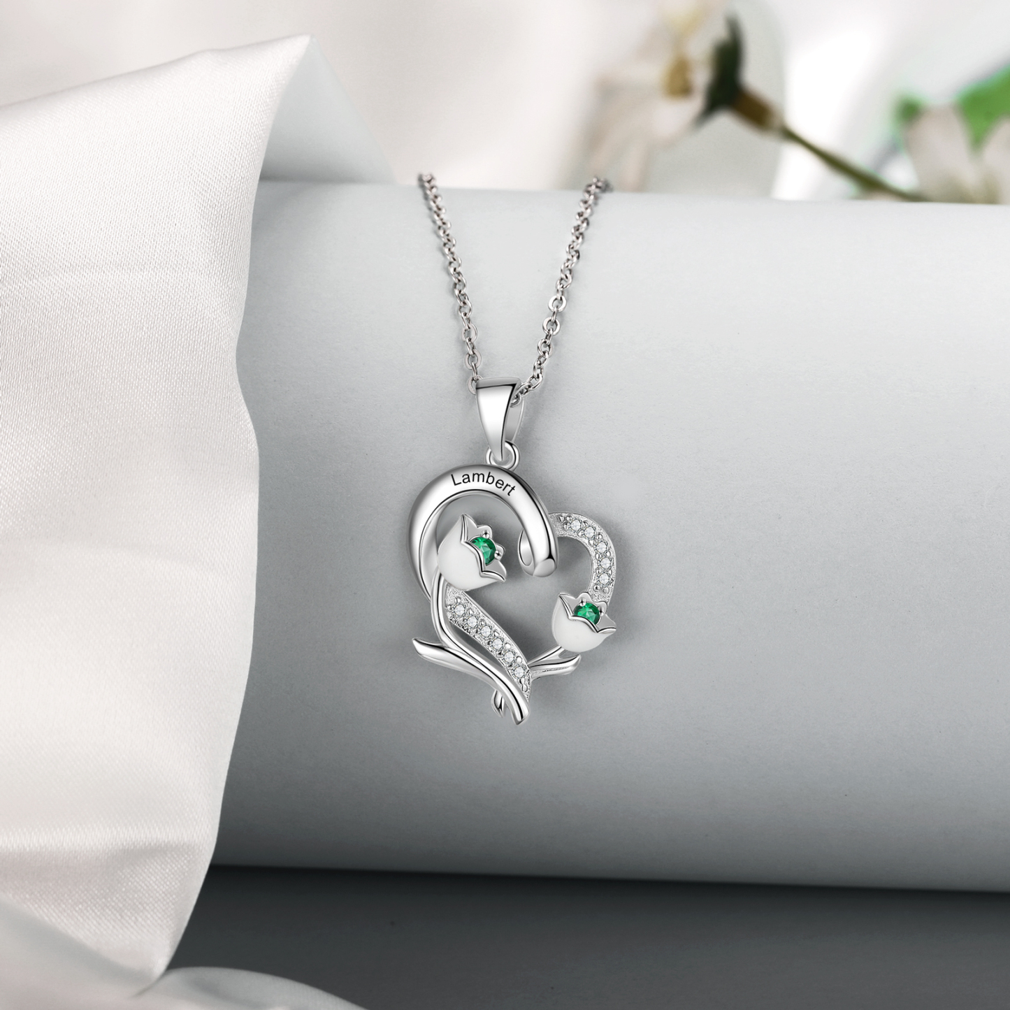 Personalised May Birthflower Necklace With Birthstones Custom 1 Name Necklace For Her-Jessemade AU