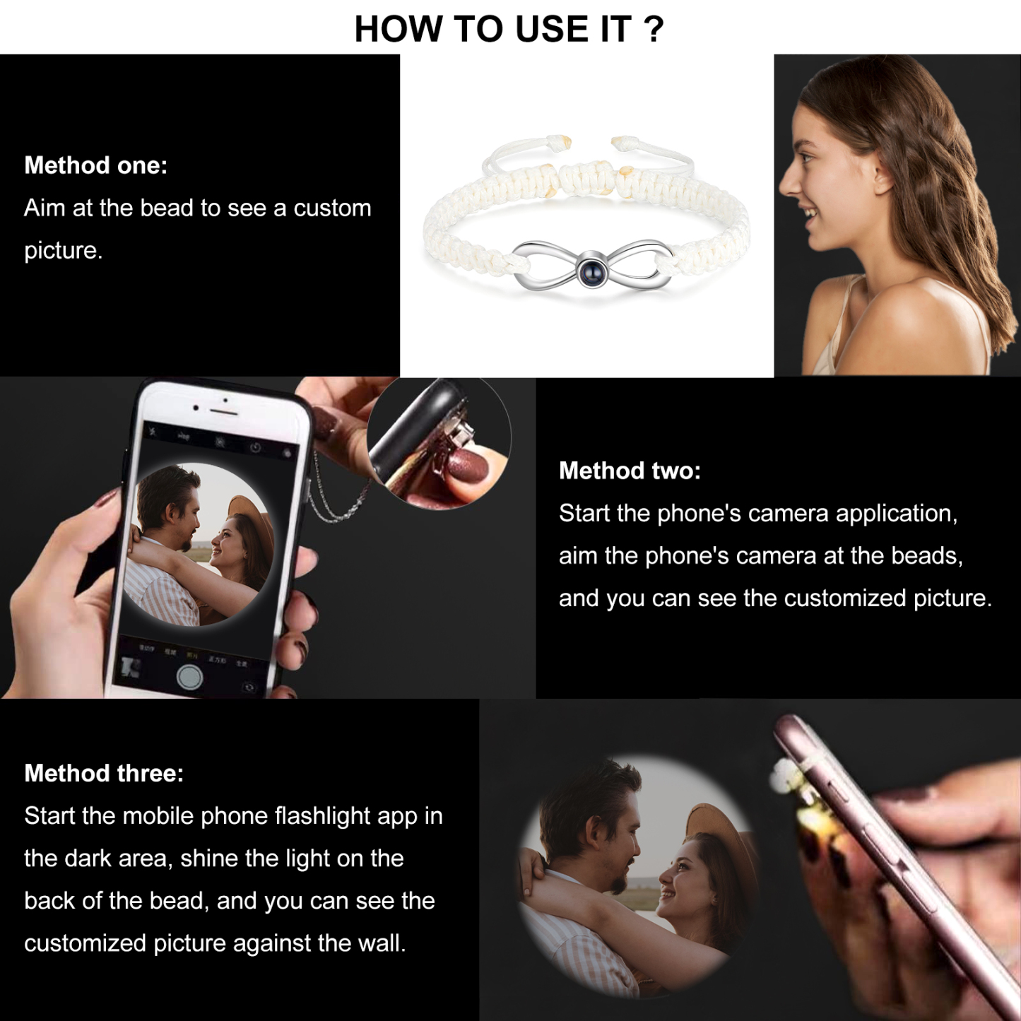 Personalised Projection Bracelet Custom Photo Bracelet Adjustable Bracelet Creative Gift for Her-Jessemade AU