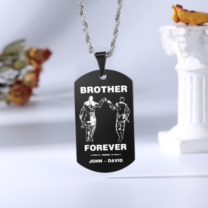 Brother Forever Dog Tag Necklace Personalised Black Double-sided Necklace Customised 2 Names Viking Necklace Gift to Brother-Jessemade AU