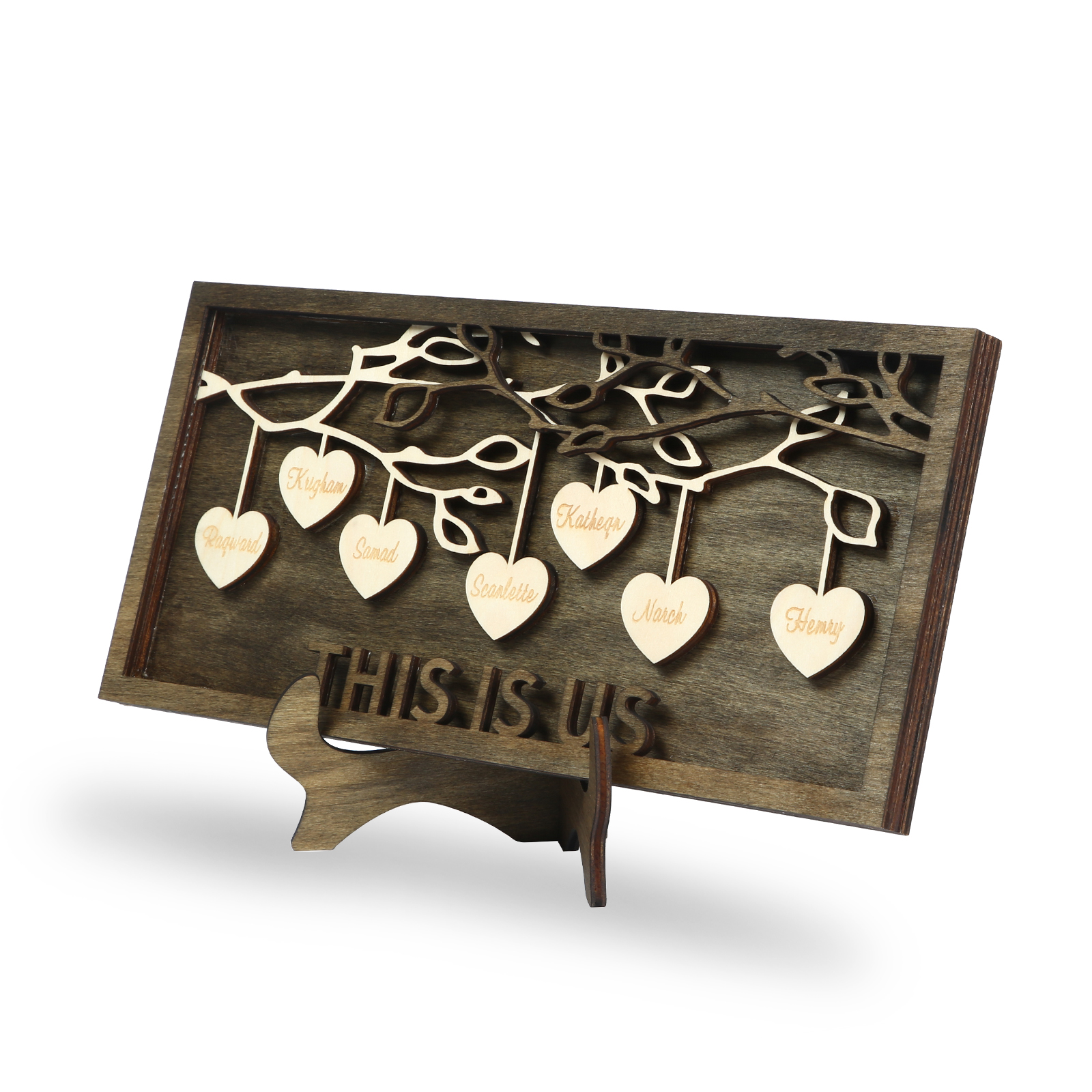 Custom Family Tree Sign Engrave 7 Names Wooden Family Frame Home Decor-Jessemade AU