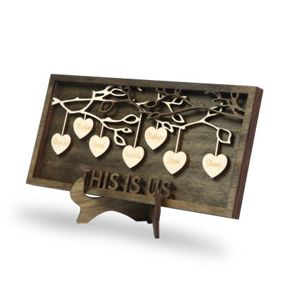 Custom Family Tree Sign Engrave 7 Names Wooden Family Frame Home Decor-Jessemade AU