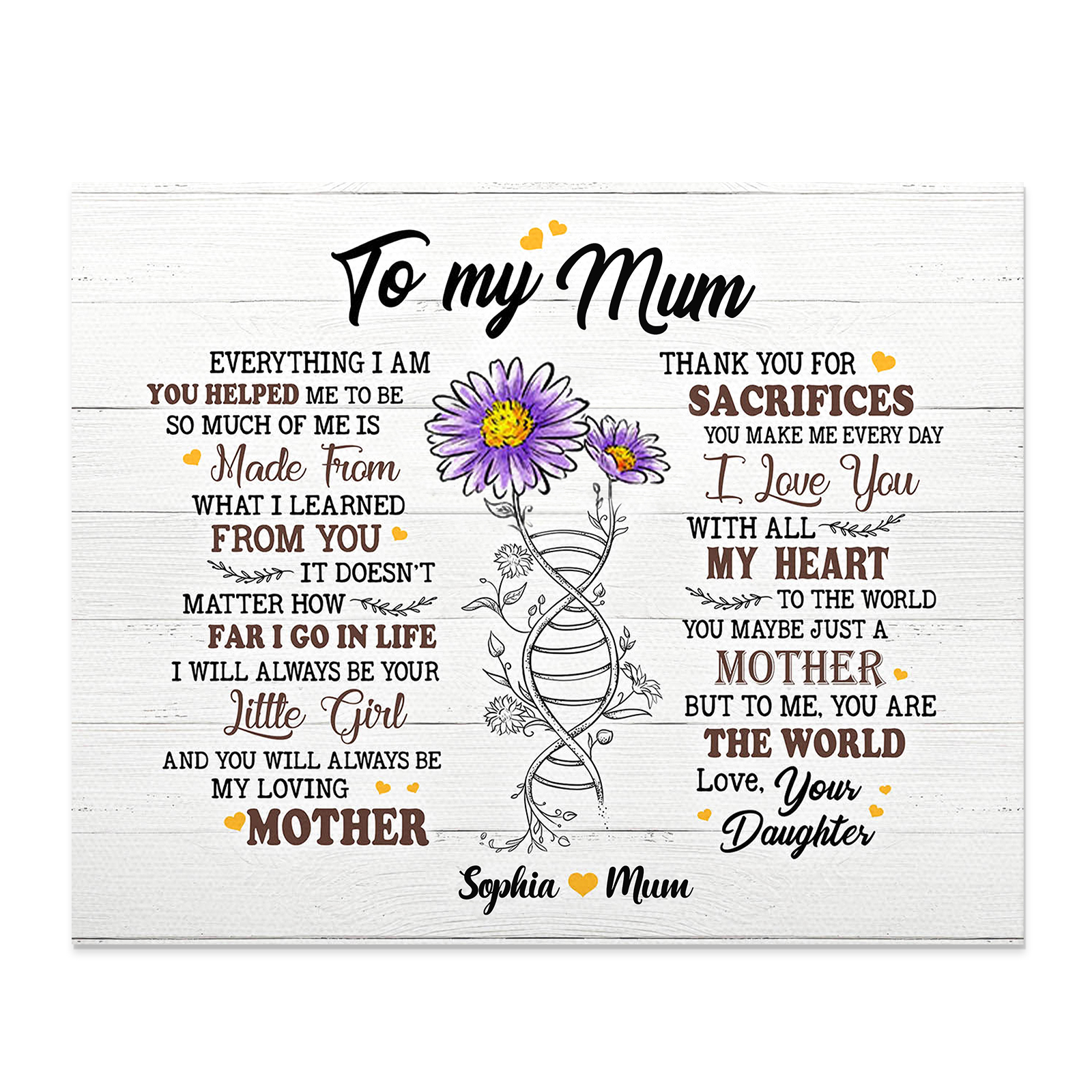 To My Mum Sunflowers Picture Board Keepsake Wood Signs Photo Frame-Jessemade AU