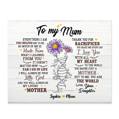 To My Mum Sunflowers Picture Board Keepsake Wood Signs Photo Frame-Jessemade AU