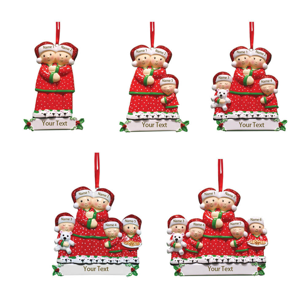 Pajamas Christmas Ornament Custom 5 Names Hanging Ornament Gifts For Family-Jessemade AU