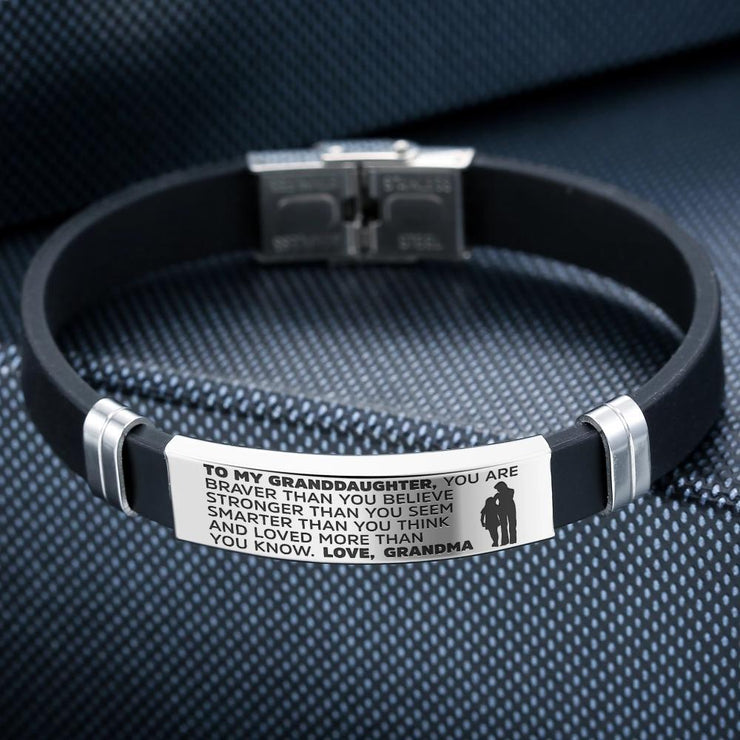 To My Daughter/Granddaughter, Women's Leather Bracelet, You Are Braver Than You Believe Inspirational Bracelet Gifts For Her-Jessemade AU