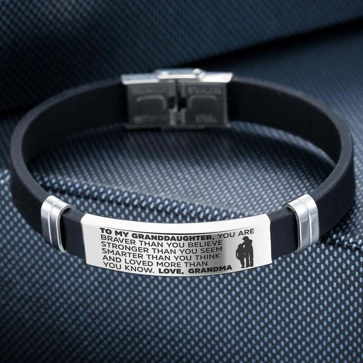 To My Daughter/Granddaughter, Women's Leather Bracelet, You Are Braver Than You Believe Inspirational Bracelet Gifts For Her-Jessemade AU