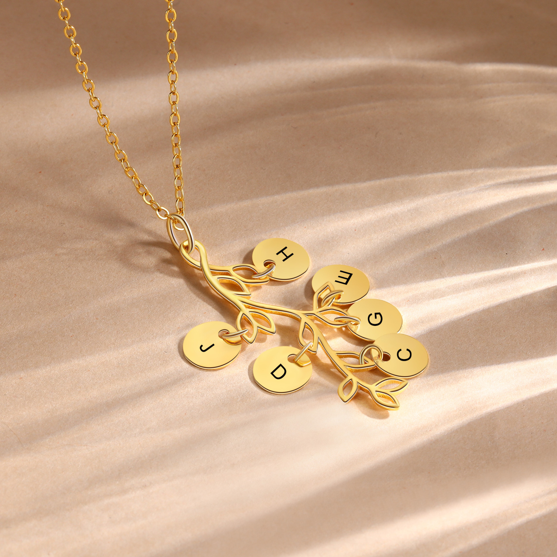 Personalised Branches Pendant Necklace Custom 6 Letters Circle Charm Necklace Gold Birthday Gift for Her-Jessemade AU