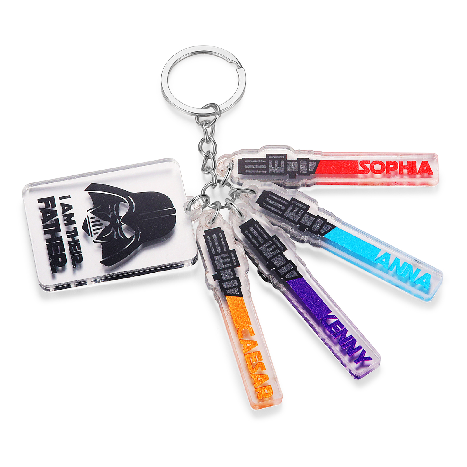 4 Names - Personalised Text & Name Acrylic Keychain Star Wars Gifts for Father/Grandpa-Jessemade AU