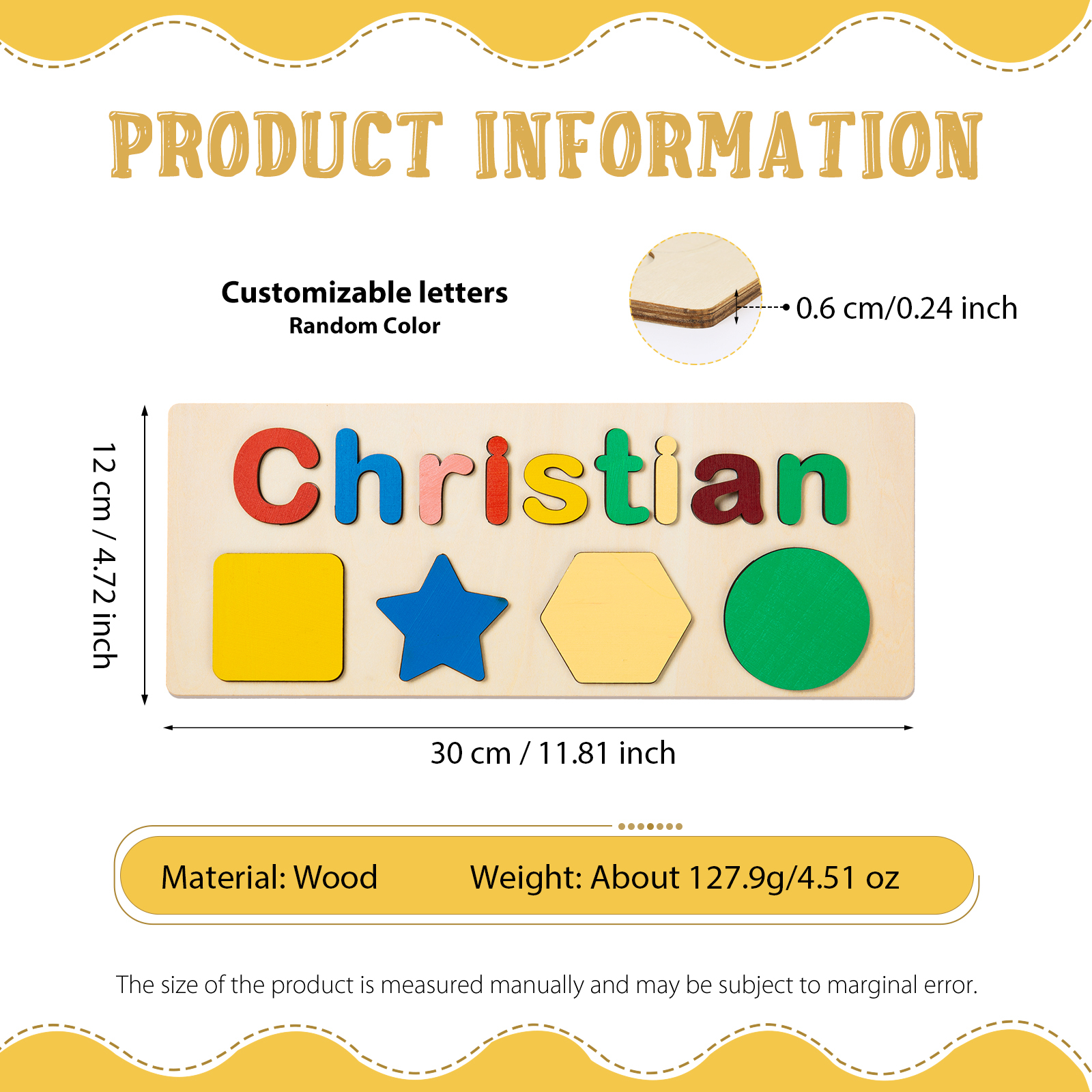 Personalised Kid's Wooden Name Alphabet Puzzle Toy for Toddlers Early Learning Child Toy-Jessemade AU