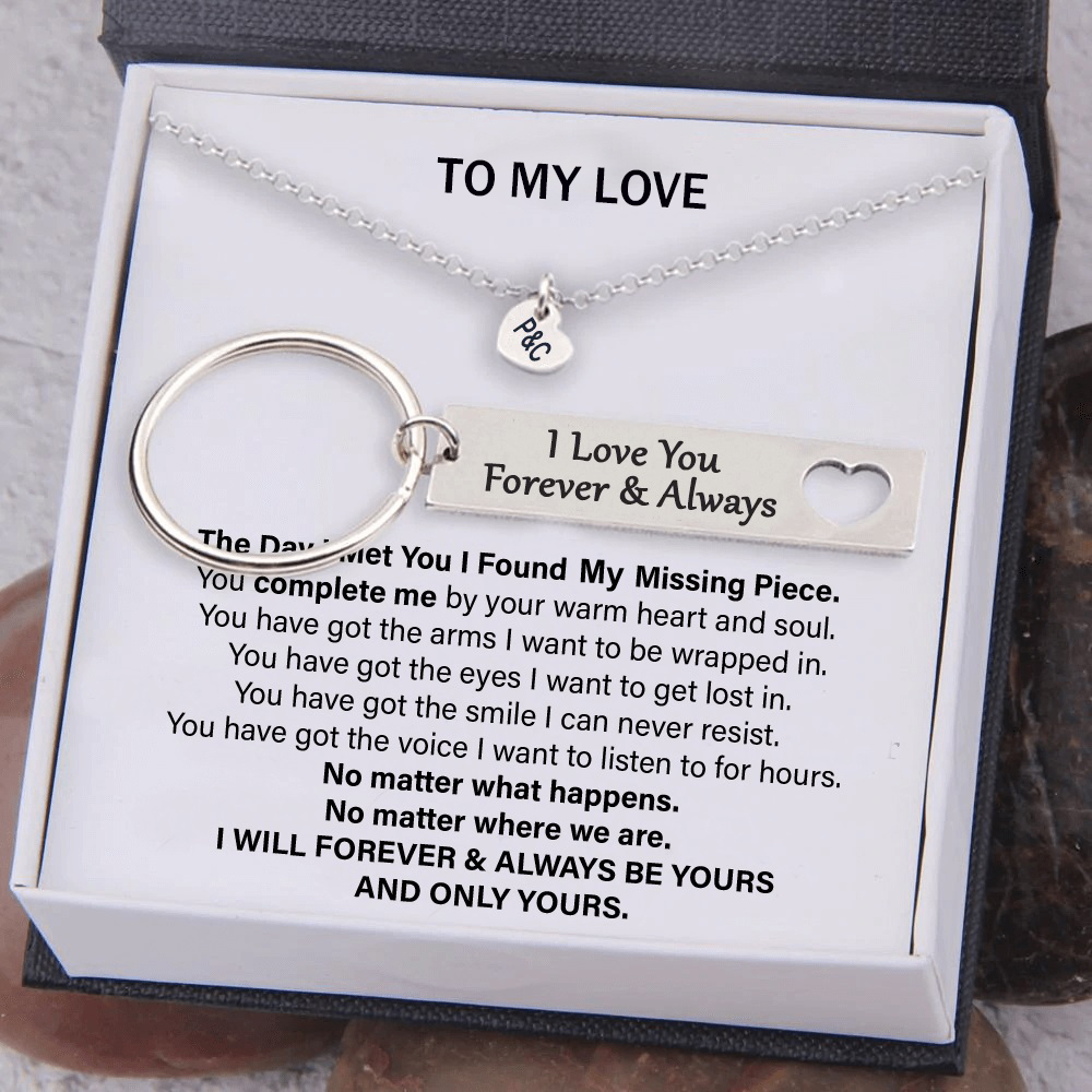 To My Love Keychain and Heart Necklace Gift Set Custom 2 Initials Romantic Gift For Couple - I Love You Forever & Always-Jessemade AU