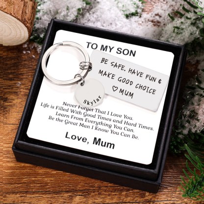 Be Safe Have Fun Make Good Choice Keychain Personalised Name Keyring for Kids-Jessemade AU