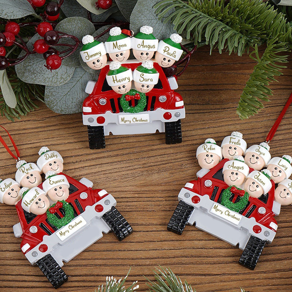 Personalised Family Car Christmas Tree Ornament with 7 Names Xmas Ornaments-Jessemade AU