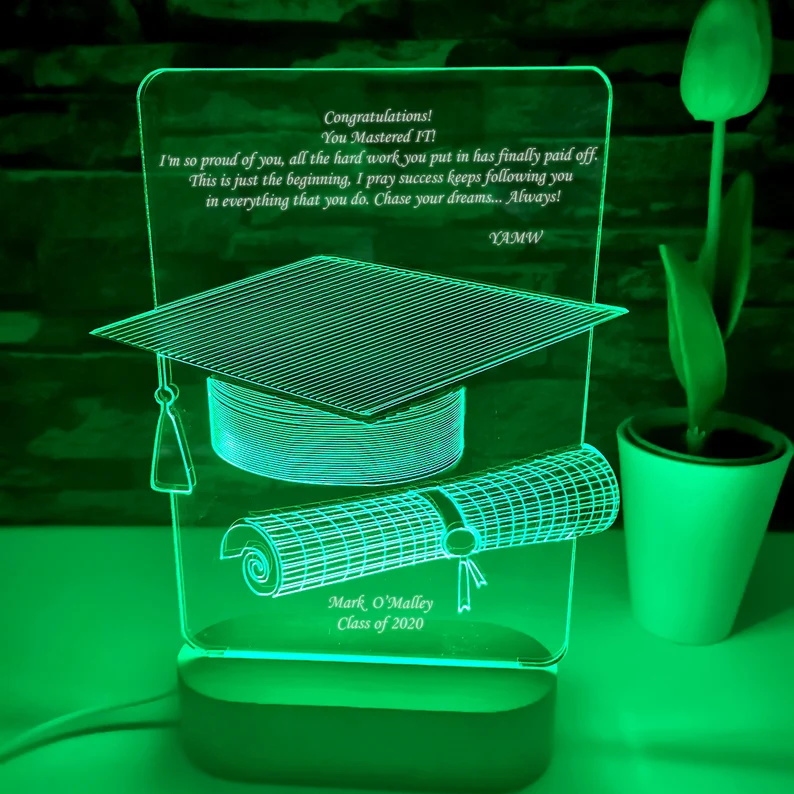 Graduation Gifts Personalised 7 Colours Changing Bachelor Cap Night Light-Jessemade AU
