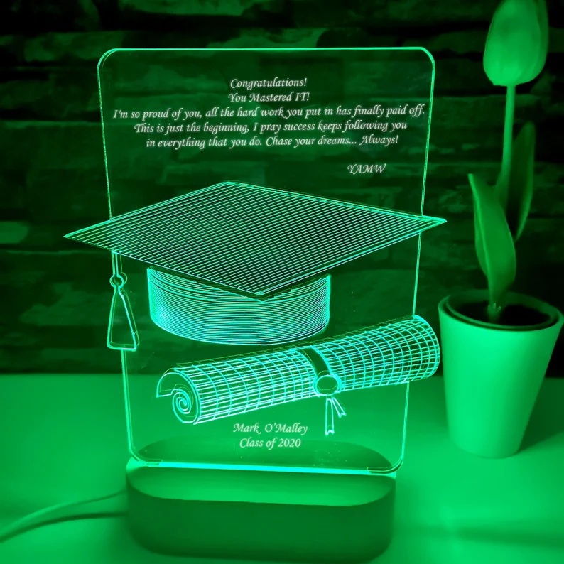 Graduation Gifts Personalised 7 Colours Changing Bachelor Cap Night Light-Jessemade AU