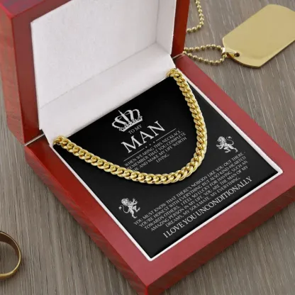 To My Man-Cuban Link Chain Necklace Promise Necklace Gift Set "You are The Man of My Dreams"-Jessemade AU