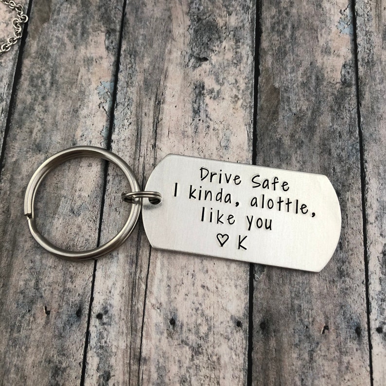 Personalised Initial Couple Keychain for Him "Drive Safe I Kinda, Alottle, Like you"-Jessemade AU