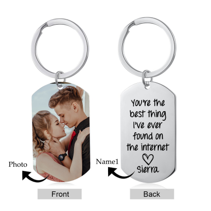 Personalised Photo & Name Keychain Stainless Steel Couple Gift - You're The Best Thing I've Ever Found On The Internet-Jessemade AU