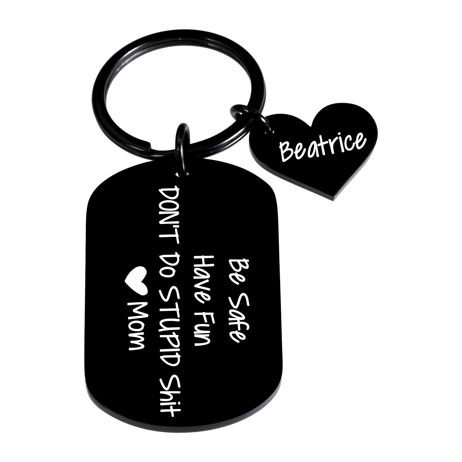 Don't Do Stupid Funny Keychain Custom Name Keyring Be Safe Have Fun Keychain Christmas Gift For Kids-Jessemade AU