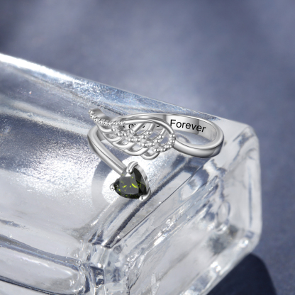 Personalised Mothers Ring With 1 birthstone Wing Customised Ring For Her-Jessemade AU