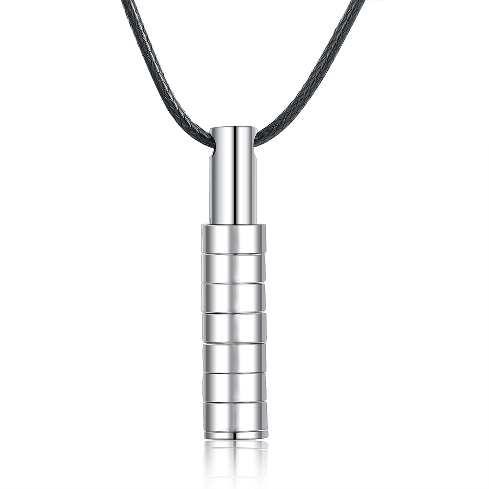 Personalised Vertical Cylinder Pendant Necklace with Beads Engraved 7 Names Men's Necklace for Him-Jessemade AU