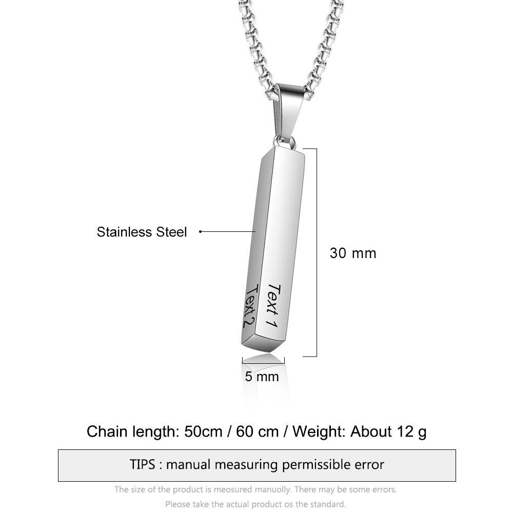 Personalised 3D Bar Necklace 4 Side Vertical Bar Necklace For Her-Jessemade AU