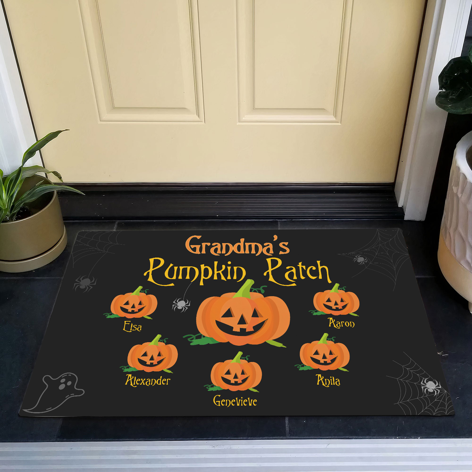 Personalised Halloween Doormat Custom 6 Names Pumpkin Doormat Home Decor - Grandma's Pumpkin Patch-Jessemade AU
