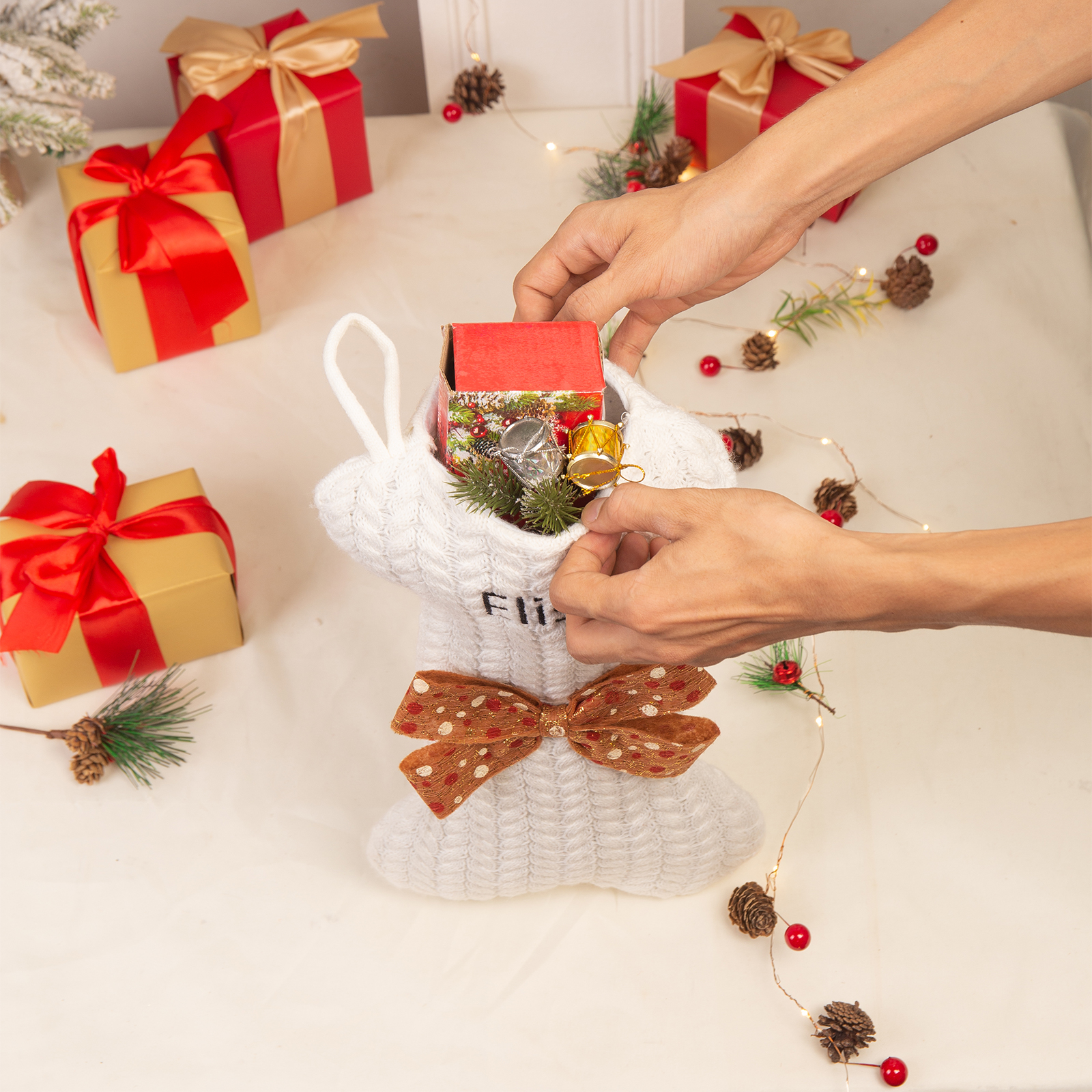 Personalised Christmas Stockings Ornaments Dog Bone Christmas Stockings Custom 1 Name Gifts for Family Friends-Jessemade AU