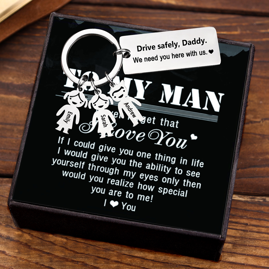 Personalised Kid Charm Keychain Engraved 1 Name Family Keychain for Him-Jessemade AU