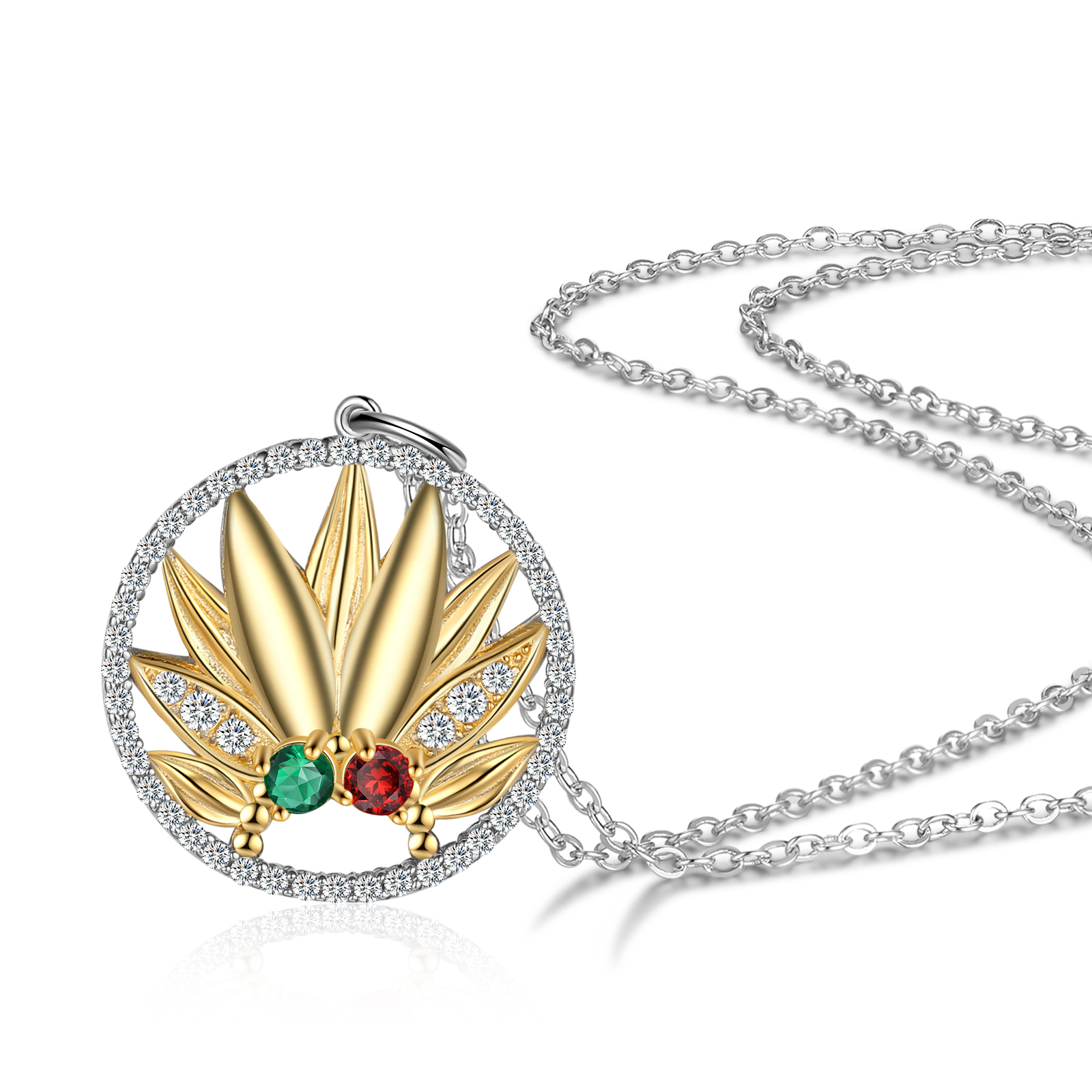 Personalised Sunflower Necklace With 2 Birthstones Engraved Names Necklace Gift For Women-Jessemade AU