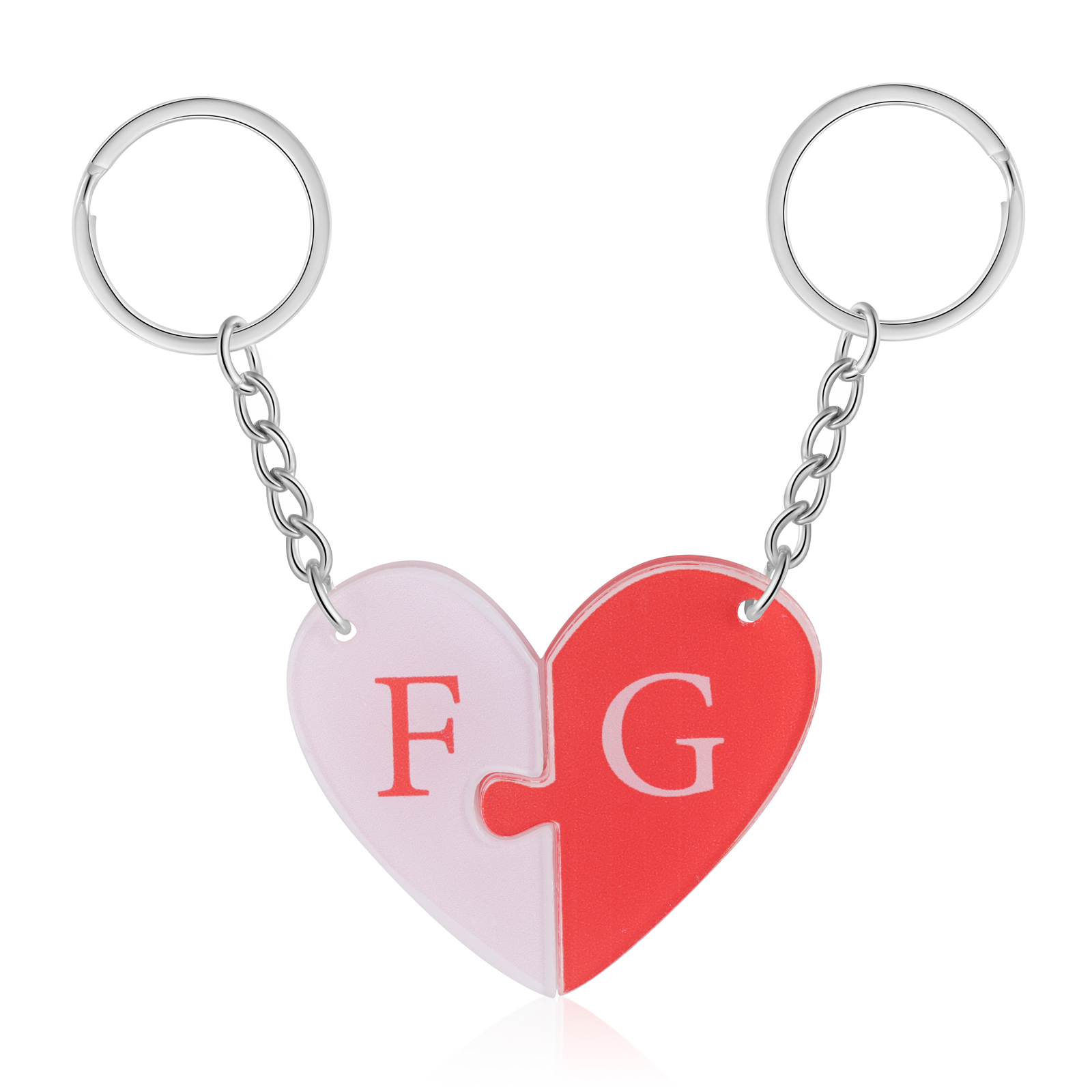 2 PCS Couple Keychain Set Custom 2 Letters Keyring Heart Matching Couple Gifts Valentine's Day Personalised  Gift for Him/Her-Jessemade AU
