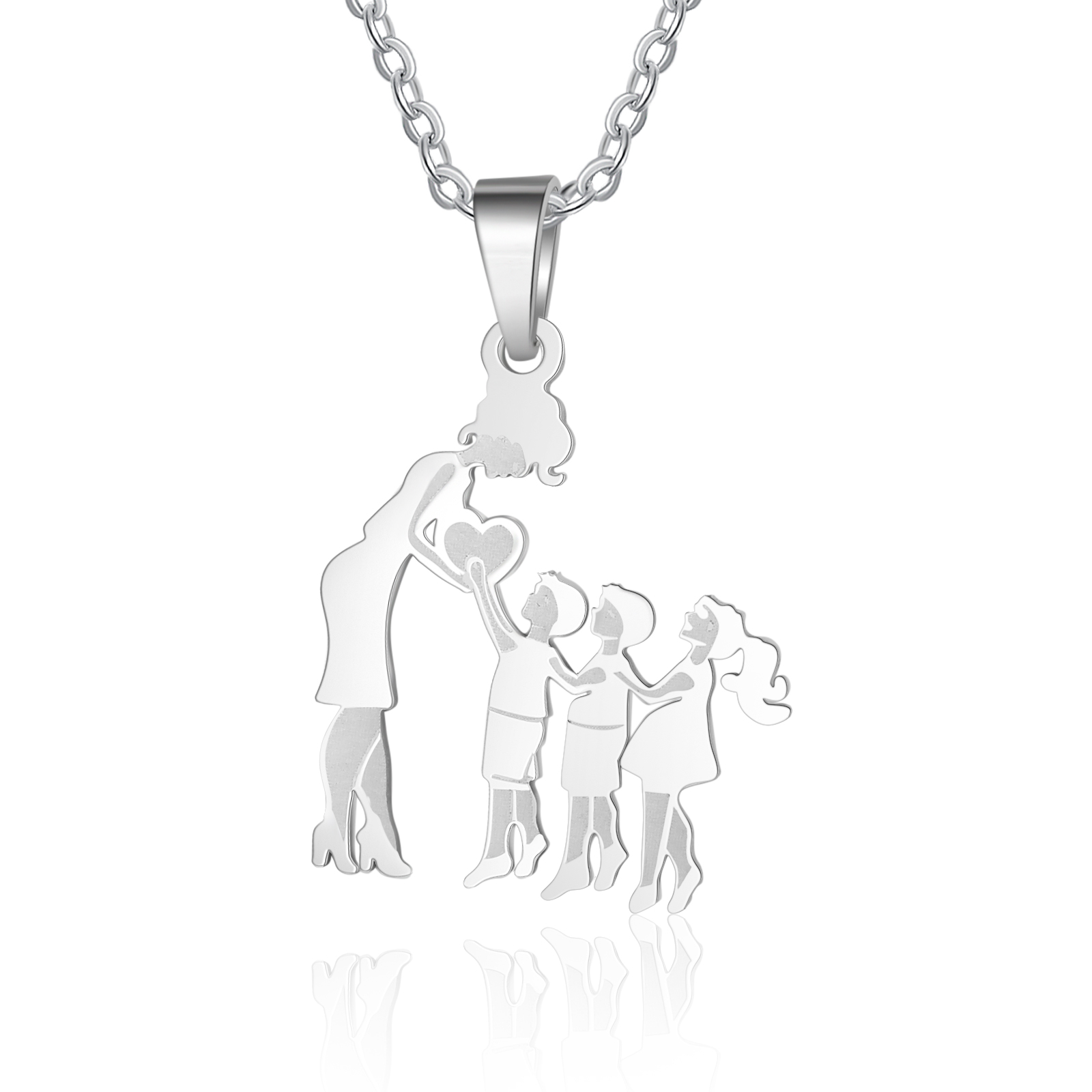 Women Necklace Mother & Daughter & 2 Sons Pendant Necklace Stainless Steel Mother's Day Gifts for Mum-Jessemade AU