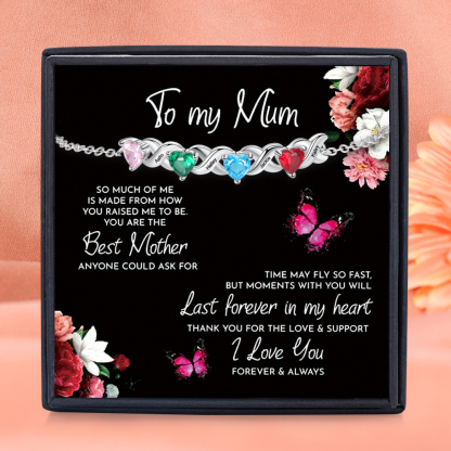 Personalised Bracelet With 4 Heart Birthstones Engraved Names Bracelet Gift For Women-Jessemade AU