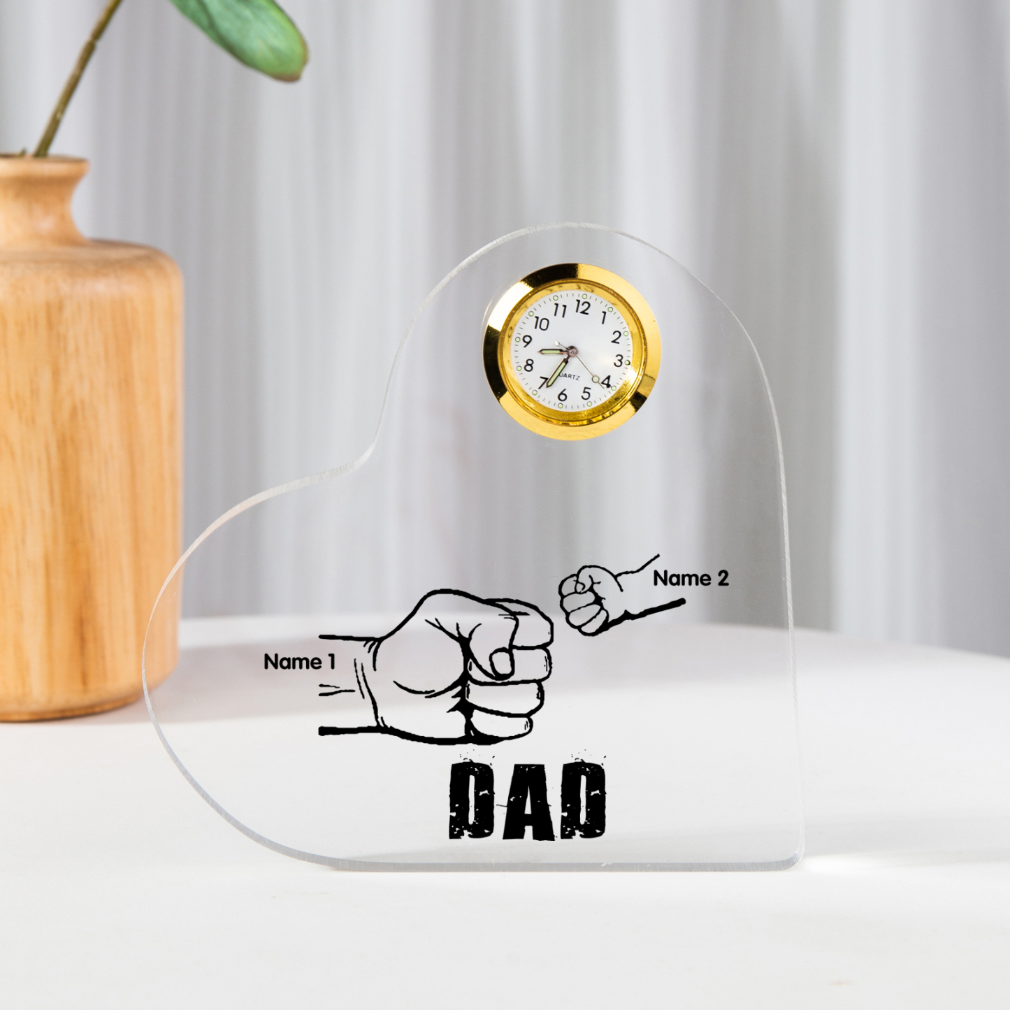 Father's Day Gifts Acrylic Heart Keepsake Personalised Fist Bump Heart Sign with 2 Names-Jessemade AU