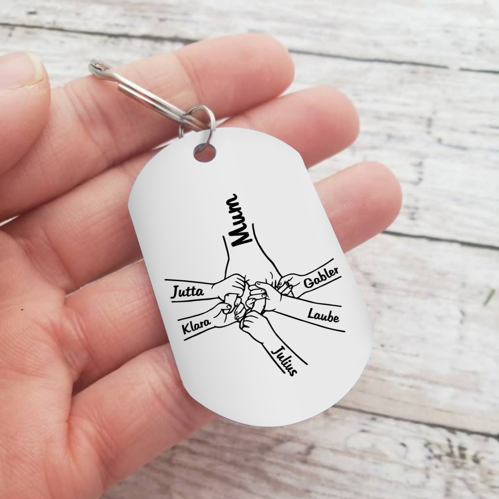 6 Names - Personalised Name Keychain Holding Hands Keychain Mother's Day Gifts For Grandma/Mother-Jessemade AU