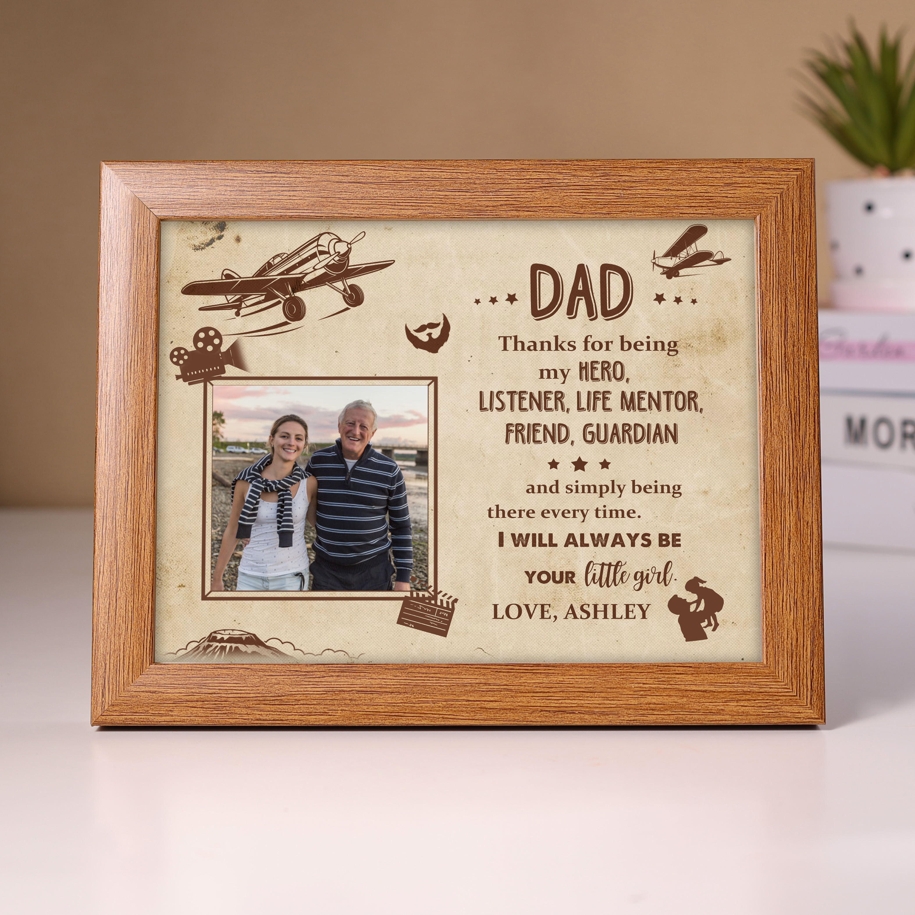 Personalised Father Photo Frames With Light Custom Photos Home Decor Gifts-Thanks for being my HERO-Jessemade AU