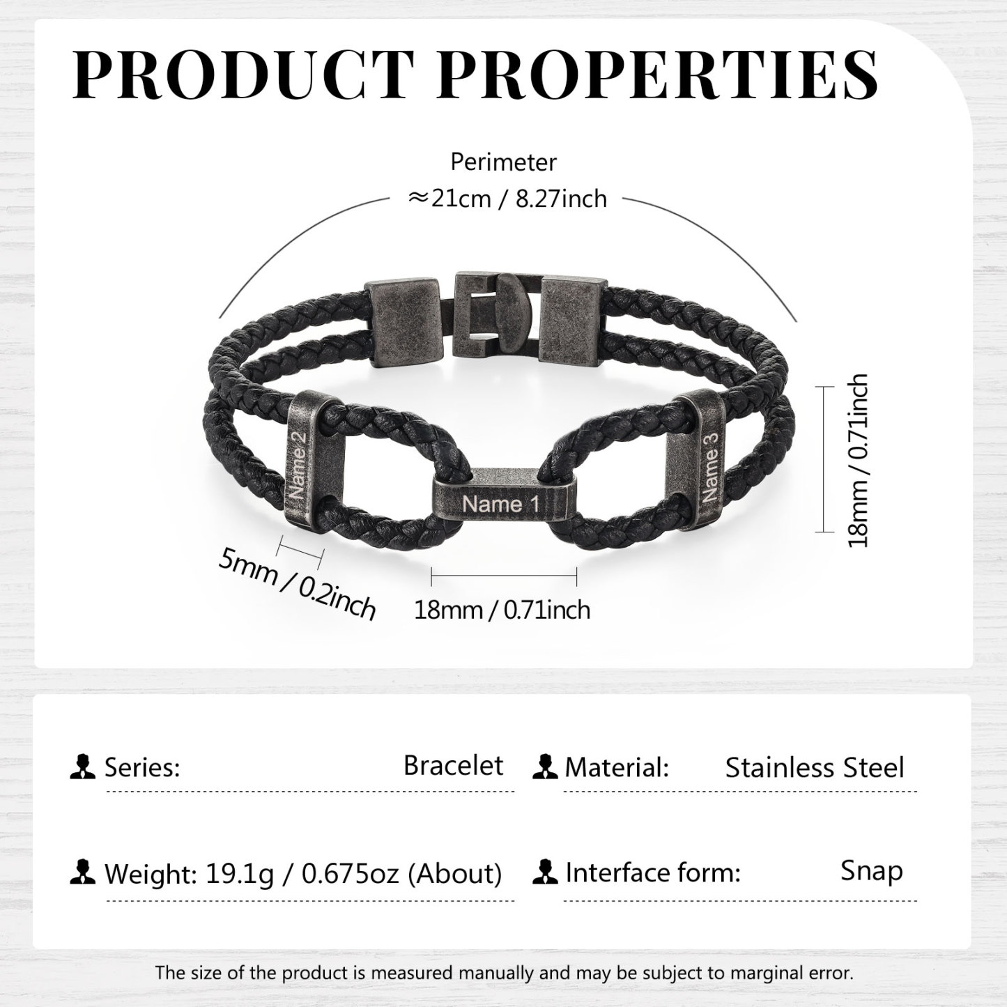 3 Names - Vintage Men's Leather Bracelet Custom Name Bracelet Two Layers Bracelet Personalised Gift for Him-Jessemade AU