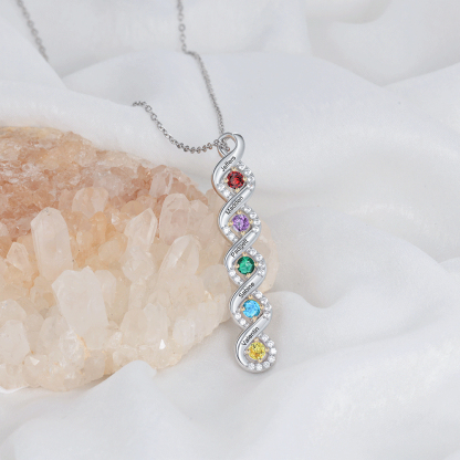 Personalised DNA Necklace With 5 Birthstones Engraved Names Gift For Women-Jessemade AU