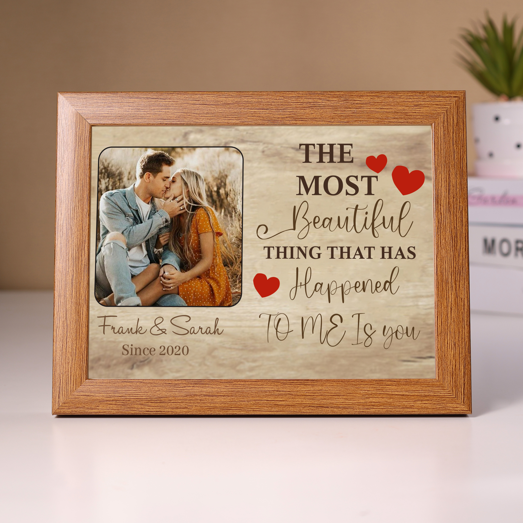 Personalised Couple Photo Frame Custom 2 Names & Date Frame Anniversary Gift For Him/Her - The Most Beautiful Thing That Has Happened To Me Is You -Jessemade AU