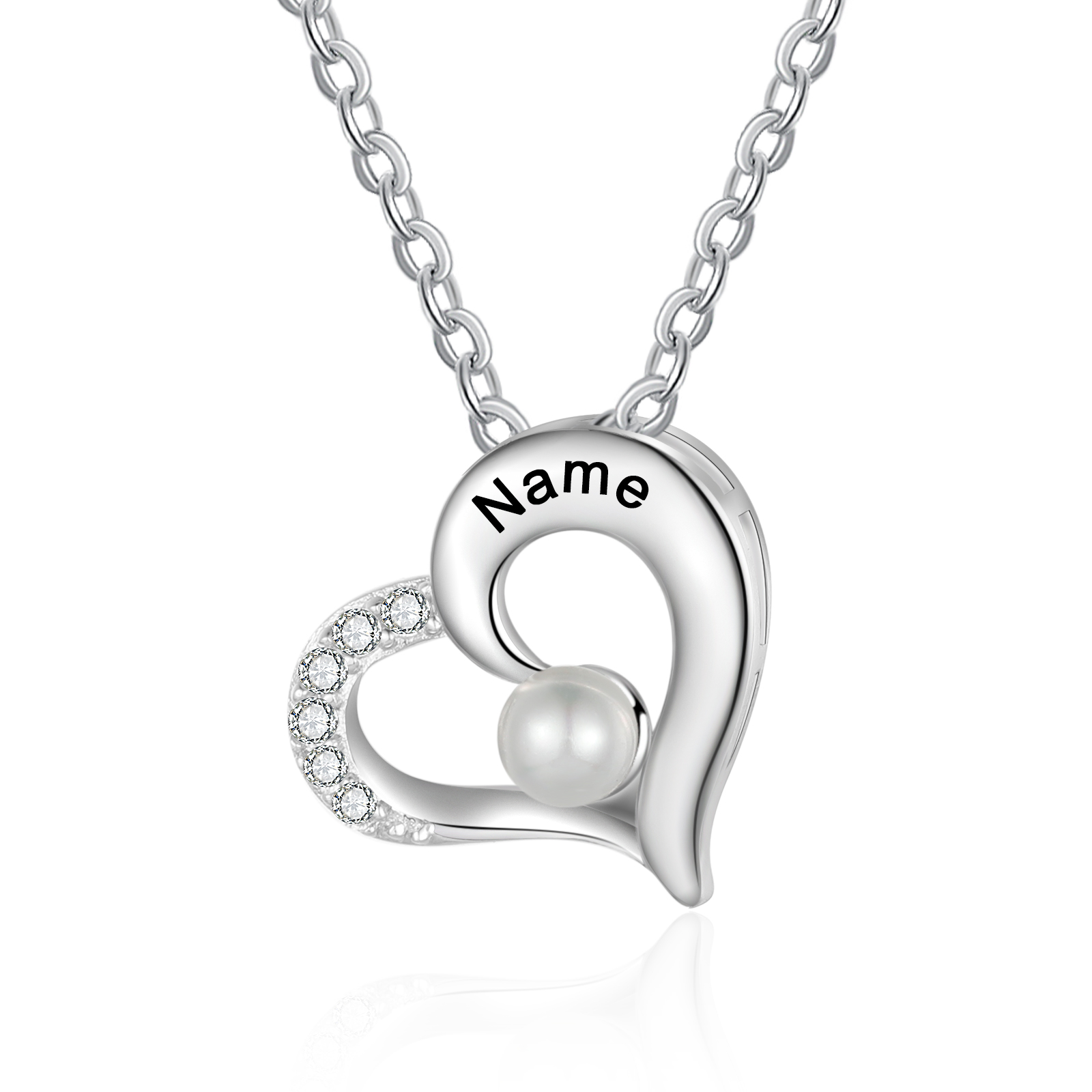 Custom Heart Necklace Engrave 1 Name Family Necklace-Jessemade AU