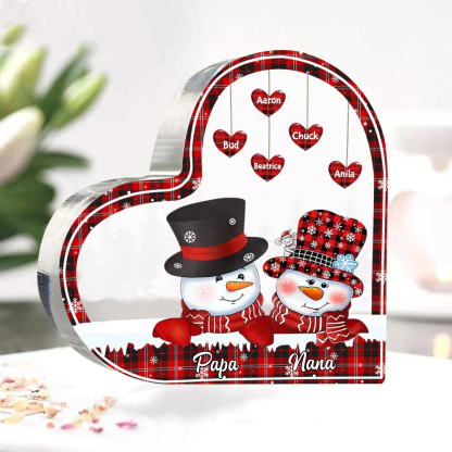 Acrylic Heart Keepsake Customised 7 Names Christmas Snowman Decor Personalised Gifts for Grandma Mum-Jessemade AU