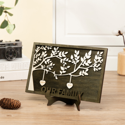 Family Tree Wood Frame Personalised Family Tree Sign Engrave 2 Names Keepsake Gifts-Jessemade AU