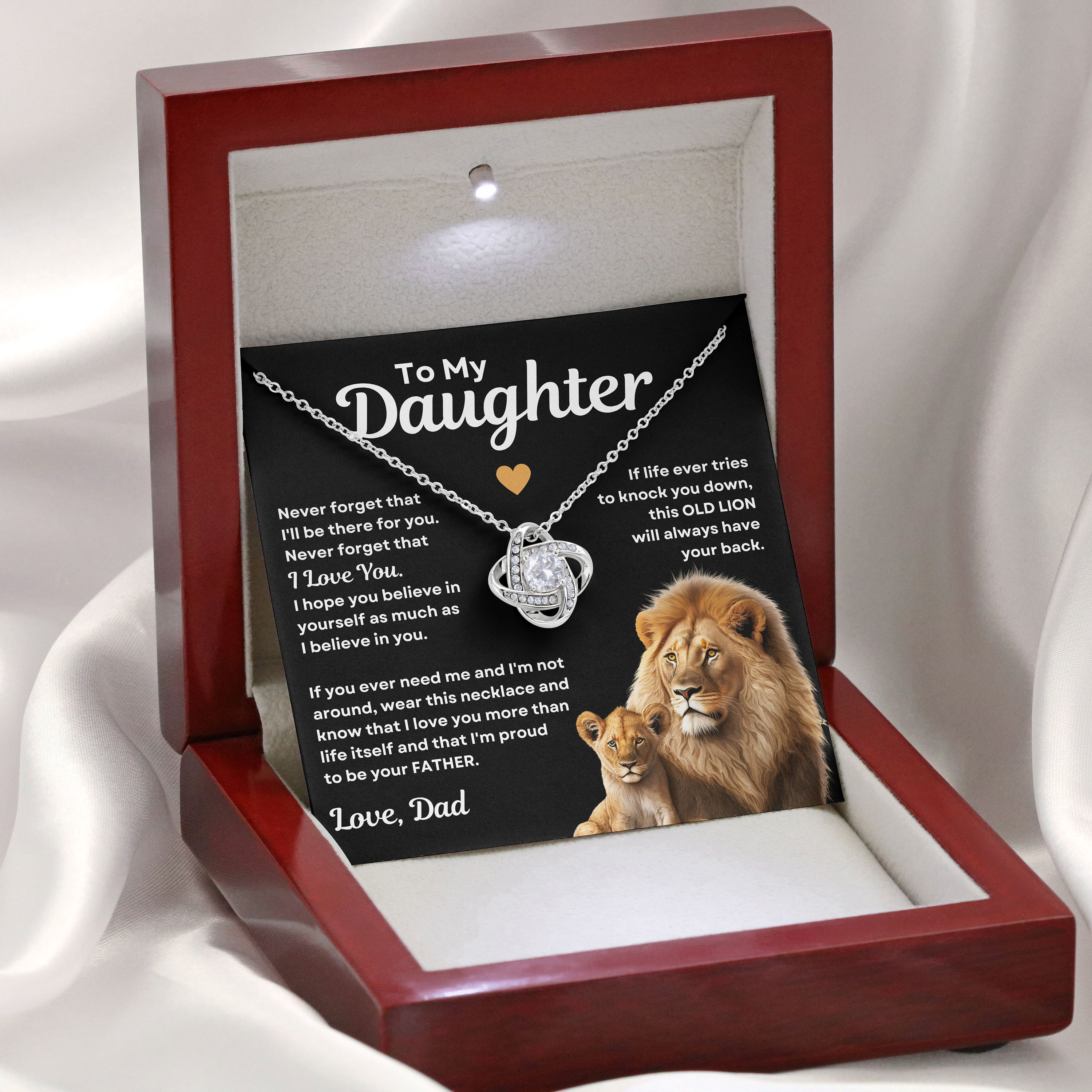 To My Daughter Love Knot Necklace Dad to Daughter Necklace Special Birthday Gift for Her - Never Forget That I'll Be There For You
