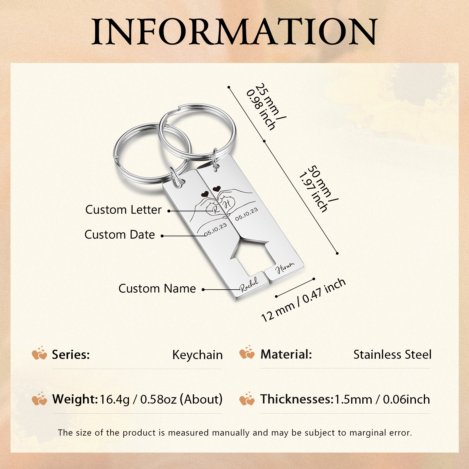 To My Man/Woman Keyring Custom 2 Letters & 2 Dates & 2 Names Couple Keychain Valentine's Day Gift for Couples-Jessemade AU