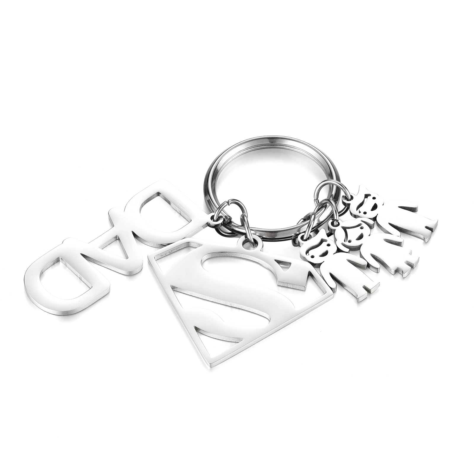Personalised 3 Kid Charm Keychain with Superman Sign Keyring for Dad-Jessemade AU