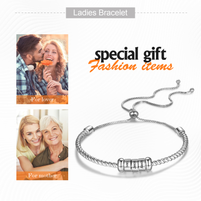 Personalised 3 Names Women's Bracelet With Beads-Jessemade AU