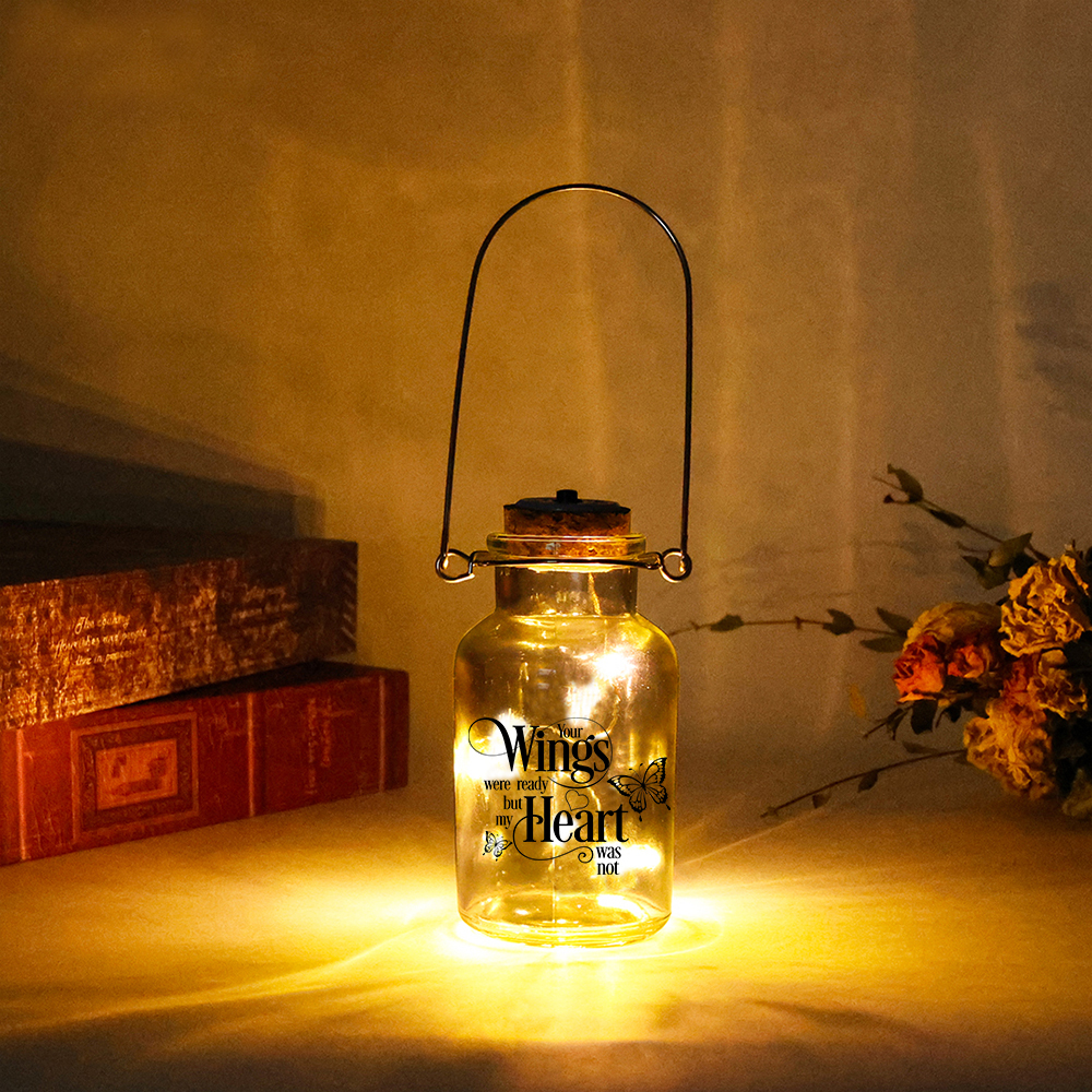 Butterfly Memorial Jar Night Light "Your Wings Were Ready But My Heart Was Not"-Jessemade AU