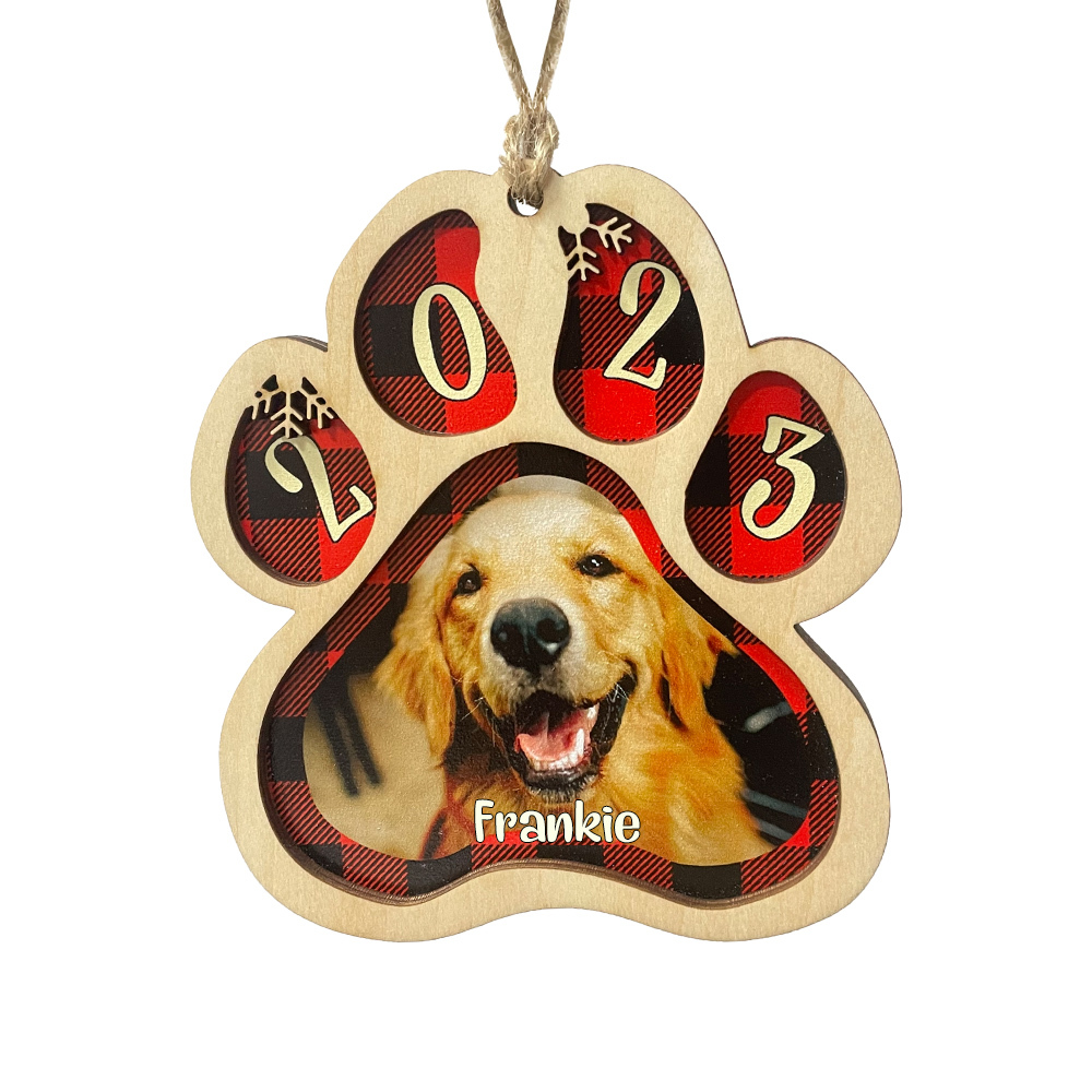 Personalised Christmas Dog Paw Ornament Custom Name & Photo & Year Christmas Gifts-Jessemade AU
