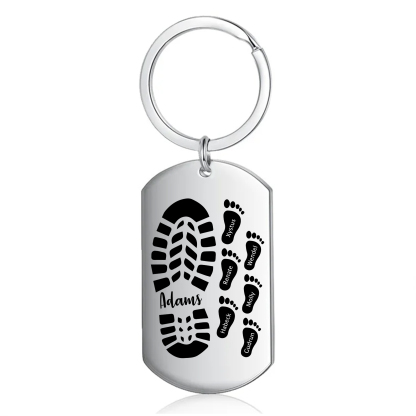Personalised 7 Names Keychain Custom Dad Shoe Baby Foot Keychain Father's Day Gifts-Jessemade AU