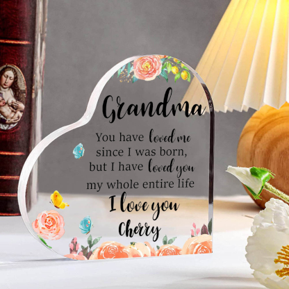 Personalised Acrylic Heart Keepsake with Name Heart Ornament Special Gift for Grandma-Jessemade AU