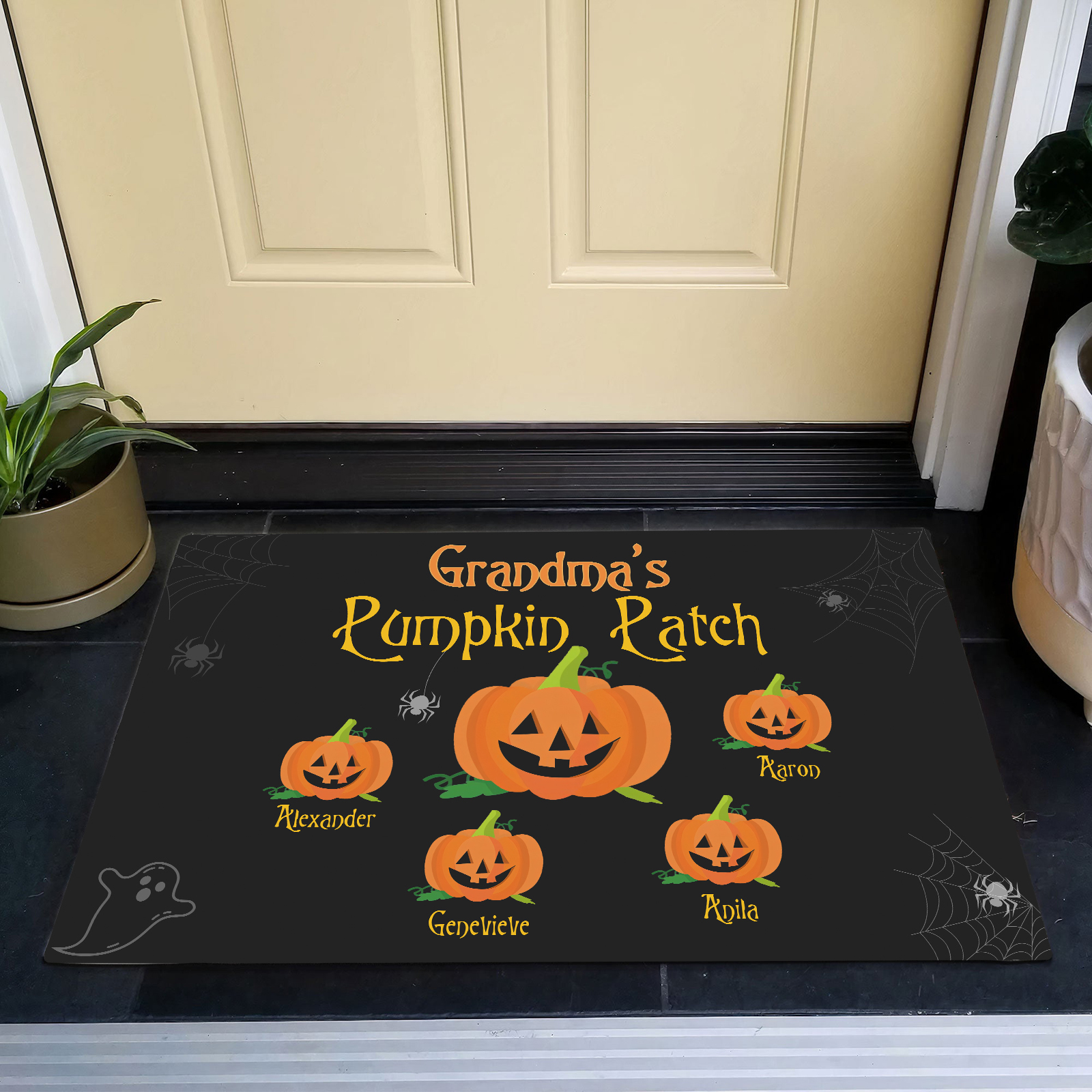 Personalised Halloween Doormat Custom 5 Names Pumpkin Doormat Home Decor - Grandma's Pumpkin Patch-Jessemade AU